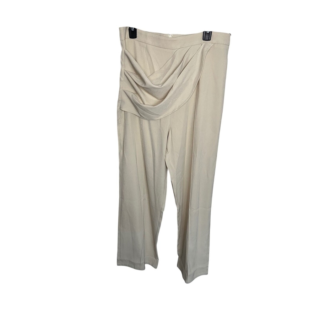 Shop Micas‎ Draped Front Pants High Waist Dressy Trousers Wheat XL